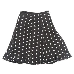 Chadwick's Skirt Womens 8 Black White Polka Dot Flare Swing Midi Length Vintage
